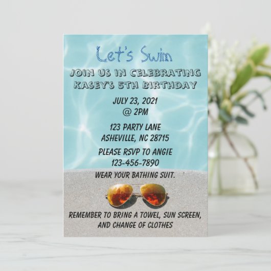 Uitnodiging voor poolpartijen (Staand voorkant)