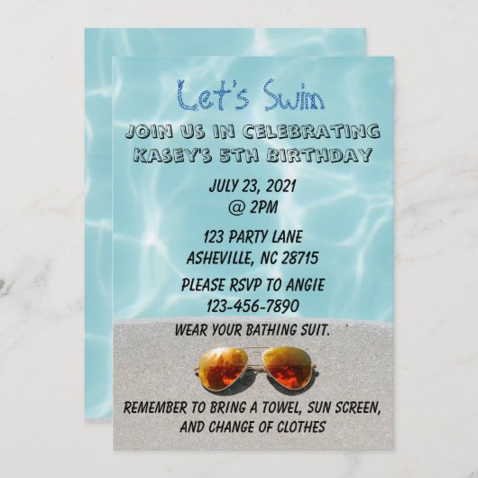 Uitnodiging voor poolpartijen (Voorkant / Achterkant)