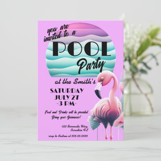 Uitnodiging voor poolpartijen (Staand voorkant)