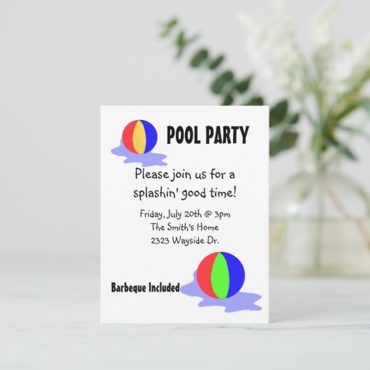 Uitnodiging voor poolpartijen (Staand voorkant)