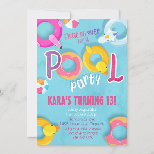 Uitnodiging voor poolpartijen (Voorkant)