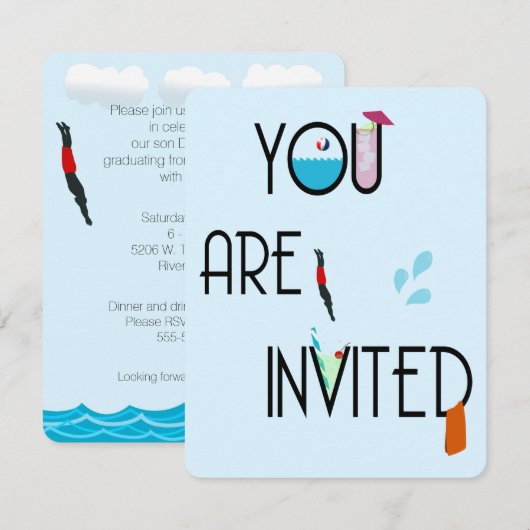 Uitnodiging voor poolpartijen (Voorkant / Achterkant)