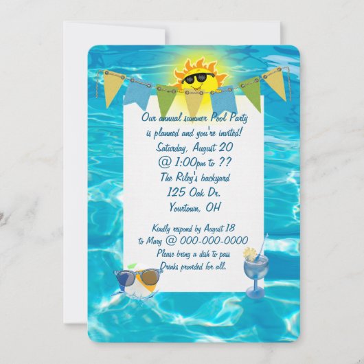 Uitnodiging voor poolpartijen (Voorkant)