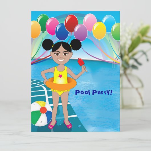 Uitnodiging voor poolpartijen (Staand voorkant)