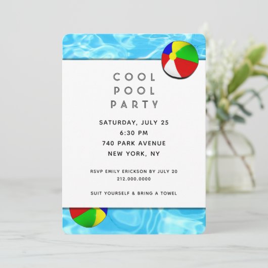 Uitnodiging voor poolpartijen (Staand voorkant)