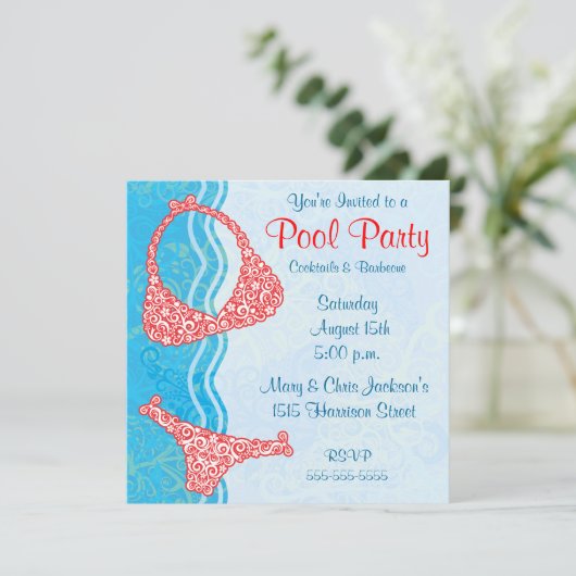 Uitnodiging voor poolpartijen (Staand voorkant)