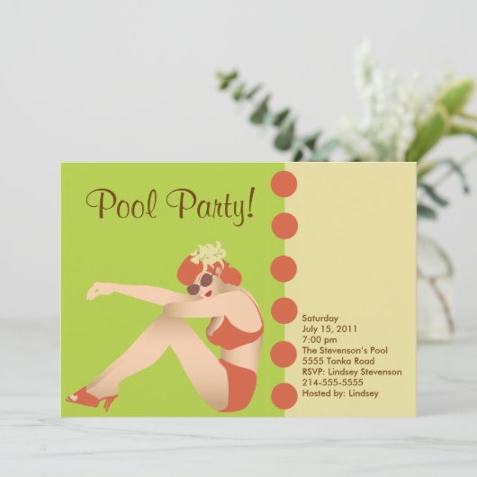 Uitnodiging voor poolpartijen (Staand voorkant)