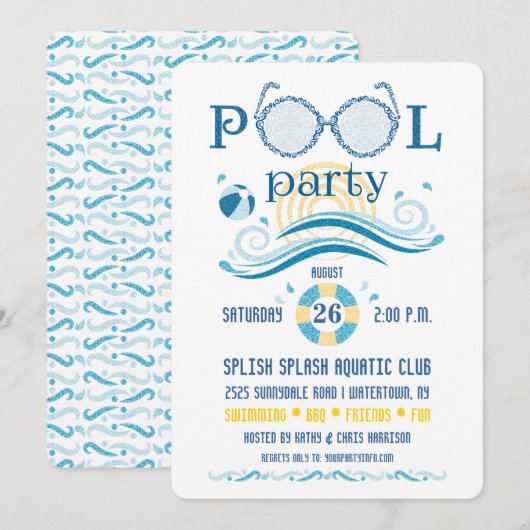 Uitnodiging voor poolpartijen (Voorkant / Achterkant)