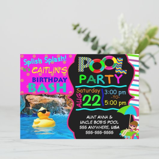 Uitnodiging voor poolpartijen (Staand voorkant)