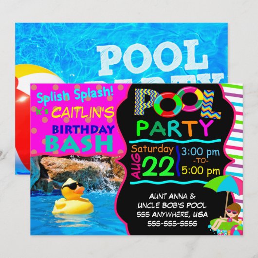 Uitnodiging voor poolpartijen (Voorkant / Achterkant)