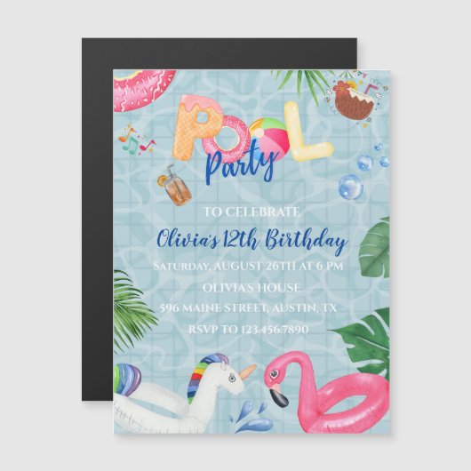 Uitnodiging voor poolpartijen (Voorkant / Achterkant)