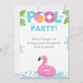 Uitnodiging voor poolpartijen | Flamingo Pool Part (Achterkant)