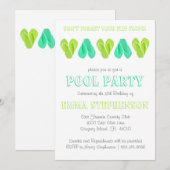 Uitnodiging voor poolpartijen | Heldere Teenslippe (Voorkant / Achterkant)