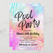Uitnodiging voor poolpartijen | Pool Party Birthda (Voorkant / Achterkant)