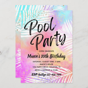Uitnodiging voor poolpartijen Pool Party Birthda