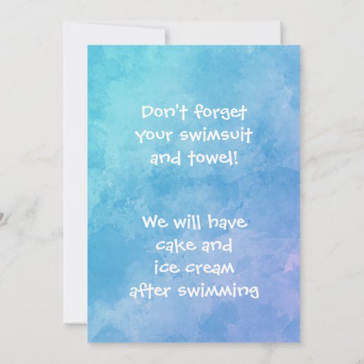 Uitnodiging voor poolpartijen | Pool Party Birthda (Achterkant)