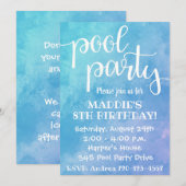Uitnodiging voor poolpartijen | Pool Party Birthda (Voorkant / Achterkant)