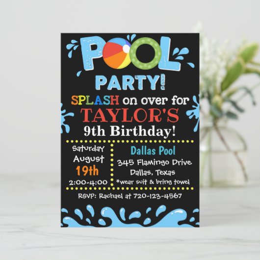 Uitnodiging voor poolpartijen | Uitnodiging van de (Staand voorkant)