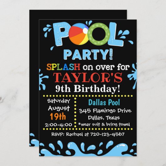 Uitnodiging voor poolpartijen | Uitnodiging van de (Voorkant / Achterkant)