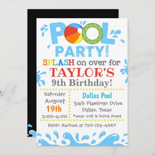 Uitnodiging voor poolpartijen | Uitnodiging van de (Voorkant / Achterkant)