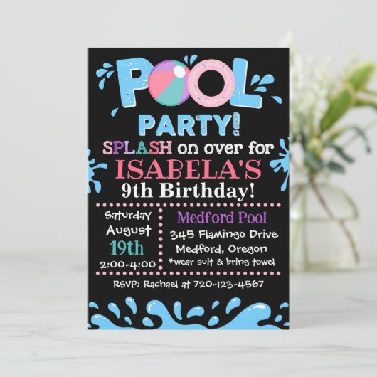 Uitnodiging voor poolpartijen | Uitnodiging van de (Staand voorkant)