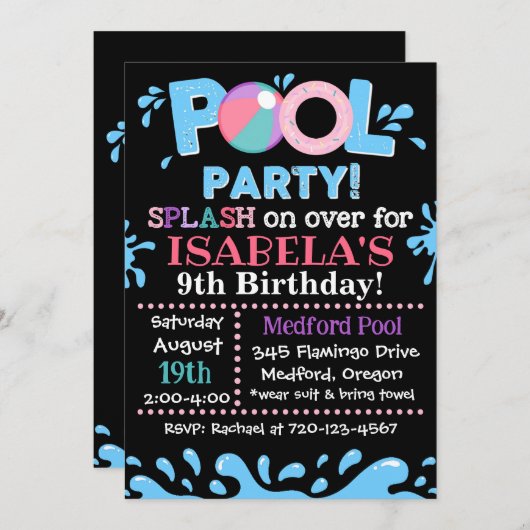 Uitnodiging voor poolpartijen | Uitnodiging van de (Voorkant / Achterkant)