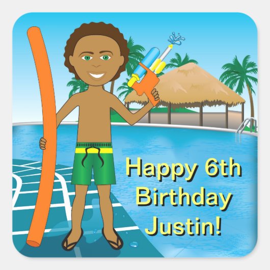 Uitnodiging voor poolpartijen vierkante sticker (Voorkant)