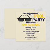 Uitnodiging voor poolpartijen - Zwarte zonnebrille (Voorkant / Achterkant)