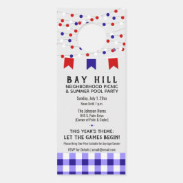 uitnodiging voor poolparty | Buurt Zomer Picknick Deurhanger