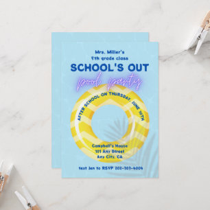 uitnodiging voor poolparty   Gele vlotter