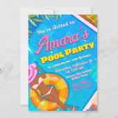 Uitnodiging voor Poolparty-meisje (Voorkant)