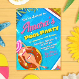 Uitnodiging voor Poolparty-meisje