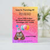  uitnodiging voor Poop Emoji Birthday (Staand voorkant)