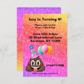  uitnodiging voor Poop Emoji Birthday (Voorkant / Achterkant)