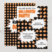 Uitnodiging voor pop Art Halloween-partij (Voorkant / Achterkant)