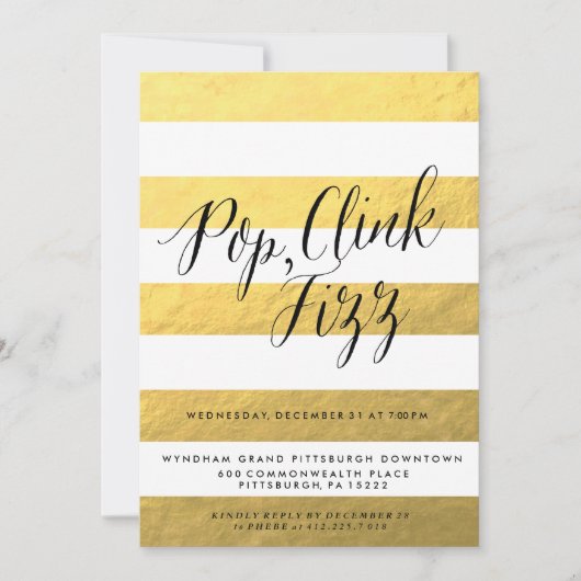 Uitnodiging voor POP FIZZ CLINK feestelijke feest (Voorkant)
