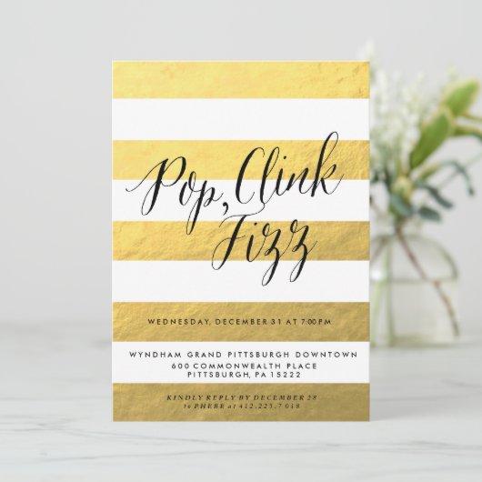 Uitnodiging voor POP FIZZ CLINK feestelijke feest (Staand voorkant)