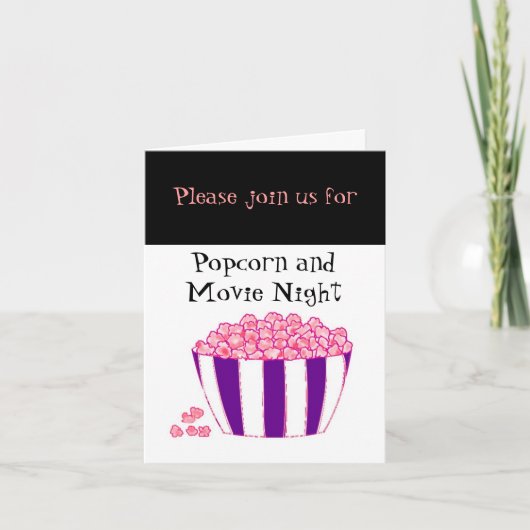 Uitnodiging voor popcorn- en filmavond (Voorkant)