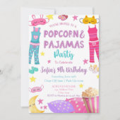 Uitnodiging voor Popcorn- en Pyjamafeest (Voorkant)