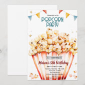 Uitnodiging voor popcornfeestje (Voorkant / Achterkant)