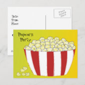 Uitnodiging voor Popcornfeestje Briefkaart (Voorkant / Achterkant)