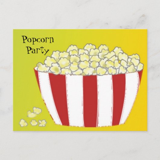 Uitnodiging voor Popcornfeestje Briefkaart (Voorkant)