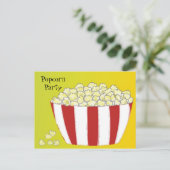 Uitnodiging voor Popcornfeestje Briefkaart (Staand voorkant)