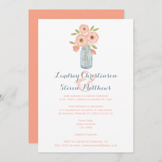 Uitnodiging voor post-bruiloft | Mason Jar, Baby's (Voorkant / Achterkant)