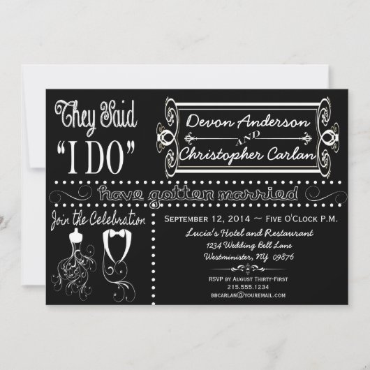 Uitnodiging voor post Wedding Chic Chalkboard (Voorkant)