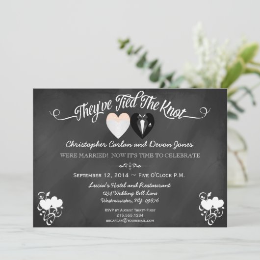 Uitnodiging voor post Wedding Trendy Chalkboard (Staand voorkant)