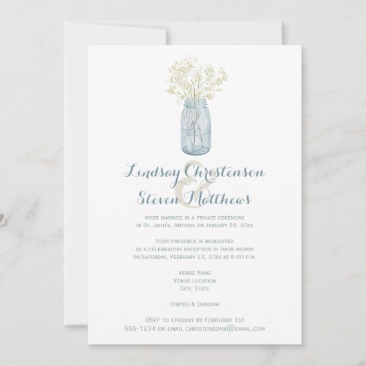 Uitnodiging voor postbruiloft | Mason Jar, Babies (Voorkant)