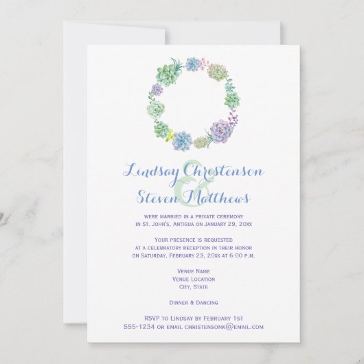 Uitnodiging voor postbruiloft | Succes en zand 2 (Voorkant)