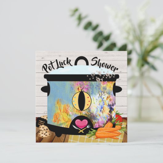 Uitnodiging voor Pot Luck Shower (Staand voorkant)