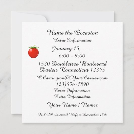 Uitnodiging voor Pot Luck Shower (Achterkant)